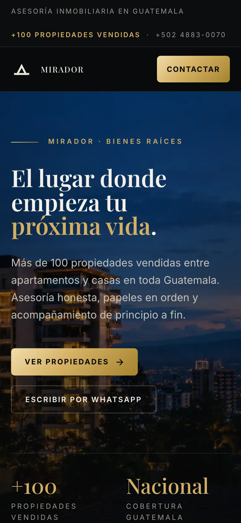 Página de ejemplo para una inmobiliaria